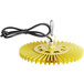 A yellow circular Lind Equipment high bay light with a black cord.