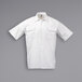 A white Mercer Culinary short sleeve work shirt with two pockets.