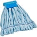 A Lavex blue microfiber tube mop with a blue headband.