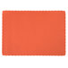 Hoffmaster 310555 10" x 14" Bittersweet Orange Colored Paper Placemat with Scalloped Edge - 1000/Case Main Thumbnail 2