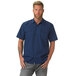 Mercer Culinary M60250BK Metro Edge Navy Blue Customizable Short Sleeve Brewer Shirt Main Thumbnail 3