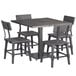 A Lancaster Table & Seating live edge dining table with 4 chairs.