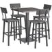 Lancaster Table & Seating 30" Square Antique Slate Gray Solid Wood Live Edge Bar Height Table with 4 Bar Chairs Main Thumbnail 1