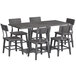A Lancaster Table & Seating antique slate gray dining table with chairs.