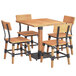 A Lancaster Table & Seating live edge wood table and four chairs.