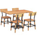 A Lancaster Table & Seating live edge wood table and chairs with black metal legs.