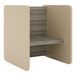 A Shadow Elm laminate Tot Mate activity cube with two shelves.