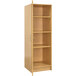 A maple Tot Mate tall wooden cabinet with shelves.