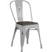 Lancaster Table & Seating Alloy Series Distressed Silver Metal Indoor Industrial Cafe Chair with Vertical Slat Back and Black Wood Seat Main Thumbnail 3