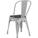 Lancaster Table & Seating Alloy Series Distressed Silver Metal Indoor Industrial Cafe Chair with Vertical Slat Back and Black Wood Seat Main Thumbnail 4