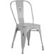 Lancaster Table & Seating Alloy Series Distressed Silver Metal Indoor Industrial Cafe Chair with Vertical Slat Back and Black Wood Seat Main Thumbnail 5