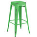 Lancaster Table & Seating Alloy Series Distressed Green Stackable Metal Indoor Industrial Barstool with Black Wood Seat Main Thumbnail 4