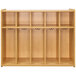 A maple laminate Tot Mate toddler floor locker with 5 compartments.