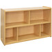 A wooden Tot Mate school compartment storage unit with shelves.