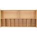 A natural birch plywood wall storage shelf with four compartments.