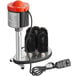 A Galaxy black and orange electric glass washer with five round brushes.