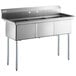 Steelton 59 1/2" 18-Gauge Stainless Steel Three Compartment Commercial Sink without Drainboard - 18" x 18" x 12" Bowls Main Thumbnail 3