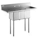 A Steelton stainless steel three compartment sink with 2 drainboards.