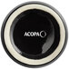An Acopa glossy black stoneware ramekin with the word Acopa on it.