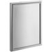A white rectangular door with a stainless steel frame.