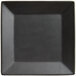 A black square Acopa stoneware plate with a square edge and a black rim.
