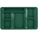 A Sherwood green rectangular tray with six compartments.