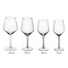 A row of Acopa Silhouette wine glasses in different sizes.