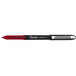 A red Sharpie roller ball pen with a black cap and tip.