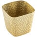A Tablecraft gold crackle square aluminum snack basket.