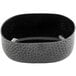 A black aluminum oval bowl with a crackled pattern.