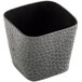 A black Tablecraft crackle aluminum square snack basket with a pattern on it.