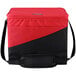 A red and black Igloo cooler bag with a black strap.