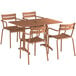 A Lancaster Table & Seating outdoor dining set with a table and four chairs.