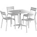 Lancaster Table & Seating 36" x 36" Silver Powder-Coated Aluminum Dining Height Outdoor Table with Umbrella Hole and 4 Side Chairs Main Thumbnail 3