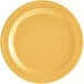 An Acopa Foundations yellow melamine plate with a narrow rim.