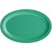 A green oval platter with a white background.