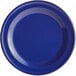 A blue Acopa Foundations melamine plate with a narrow white rim.