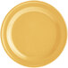 An Acopa Foundations yellow melamine plate with a white border.
