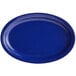 An Acopa Foundations blue oval platter with a white background.