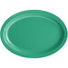 A green rectangular Acopa Foundations melamine platter.