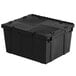 A black plastic Orbis Stack-N-Nest Flipak industrial tote box with lid.