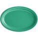 An Acopa Foundations green oval platter with a narrow rim.