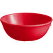 A set of 12 red Acopa melamine nappie bowls.