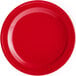 An Acopa Foundations red melamine plate with a white border.