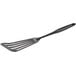 A Tablecraft black silicone-coated stainless steel slotted fish/egg turner with a long handle.