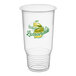 A clear 32 oz. plastic cup with a printed lemon and the words 'Ice Cold Lemonade' on the front.