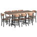 A Lancaster Table & Seating vintage butcher block table with 8 chairs.