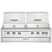 A stainless steel Crown Verity built-in grill with two knobs.