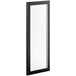 A black rectangular sliding door with a white frame.
