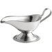 A Vollrath stainless steel gravy boat with a handle.